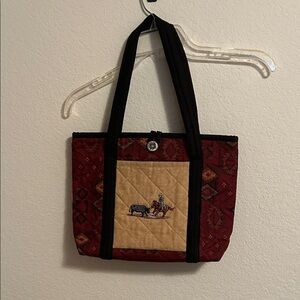 Western Red and Tan Embroidered Tote